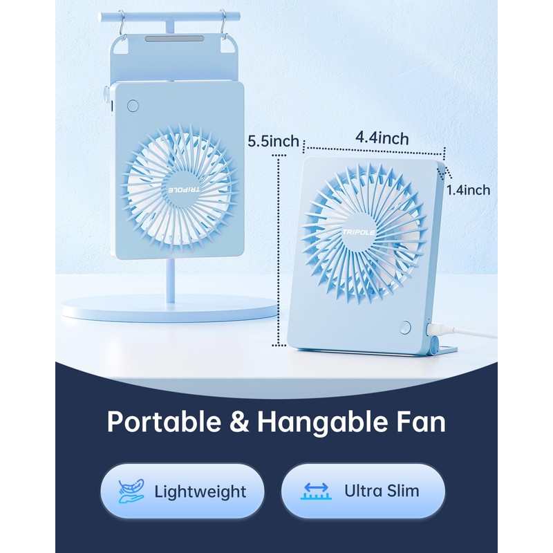 TriPole Mini Desk Fan USB Powered Portable Fan Small Personal