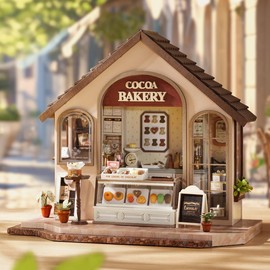 Prxyloxy DIY Miniature House Kit, Miniatures Dollhouse Kit with Furniture for Friends, Lovers and Families(Leisurely Bakery)