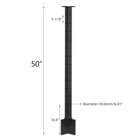 Senmit Cable Railing Corner Post Fascia Mount-Stainless Steel Square Weldless 42"x2"x2" 3 Sides Pre-drilled Side Mount Metal Post for Wood Deck, Black
