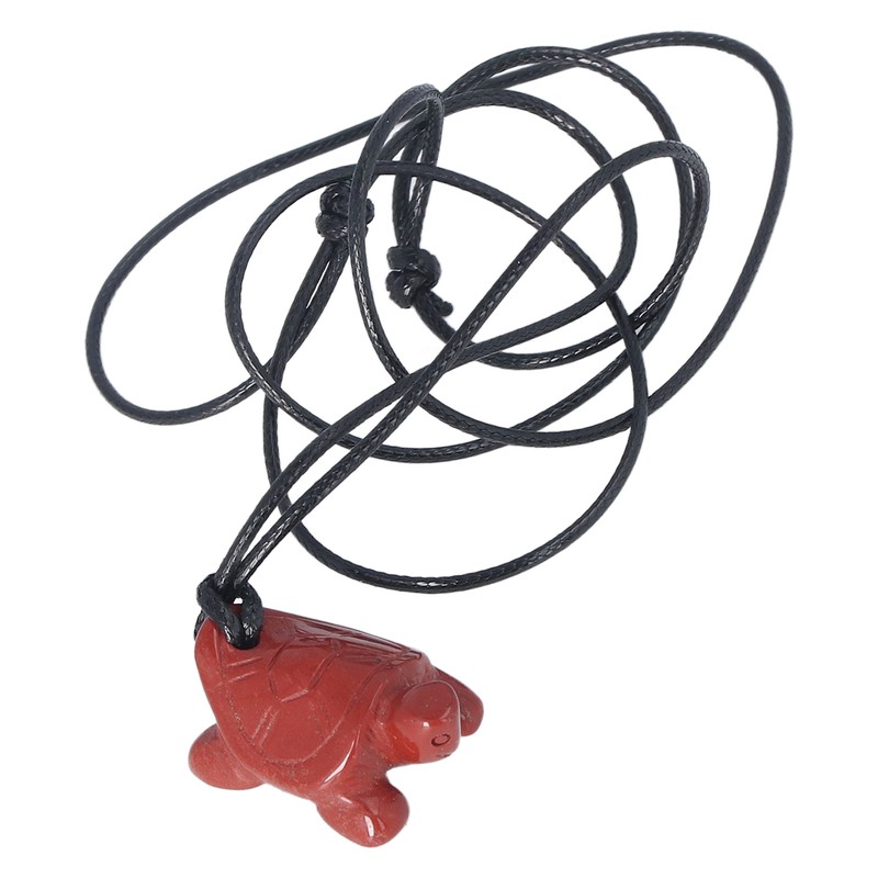 Crystal Pendant Necklace Natural Semi Precious Stones Hand Carved Turtle