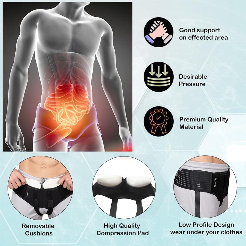 Wonder Care - Black Inguinal Hernia Support Truss for Double