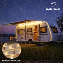 echosari LED Strip Lights Battery Operated 9.8ft 90 LED Strip Lights with Remote Timer Cuttable Lights Strip Outdoor Waterproof for Bedroom Kitchen Garden Boat (Warm White)