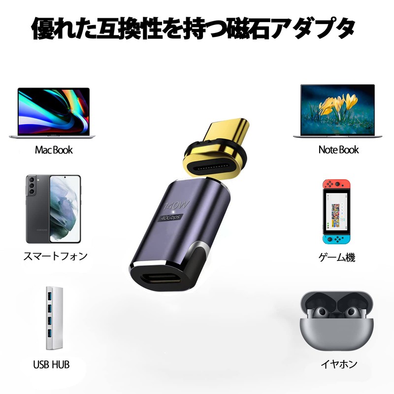 USB-C Type C Magnet Converter Adapter with 2 Terminals, Thunderbolt