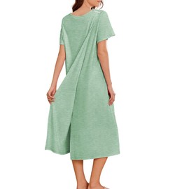 Deyeek Open Back Hospital Gowns for Women Post Shoulder Surgery Dress Adaptive Clothing Night Robes for Spinal Recovery Light Green