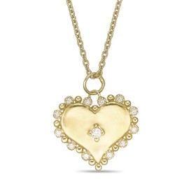 Lavari Jewelers 1/10 Carat Lab Grown Diamond Heart Pendant for Women - 18k Yellow Gold Plated 925 Sterling Silver Pendant Necklace for Her - Adjustable 16 to 18 Inch Cable Chain w Lobster Claw Clasp