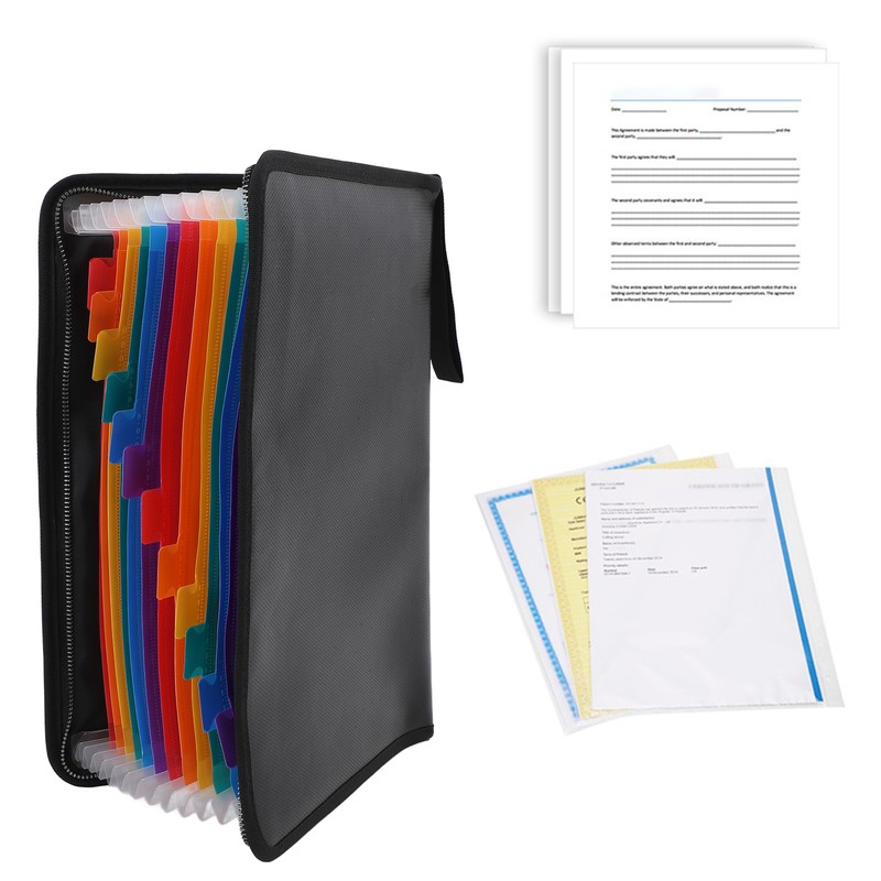 Fireproof Document Bag Professional Safe Heat Insulated 12 Pages Waterproof