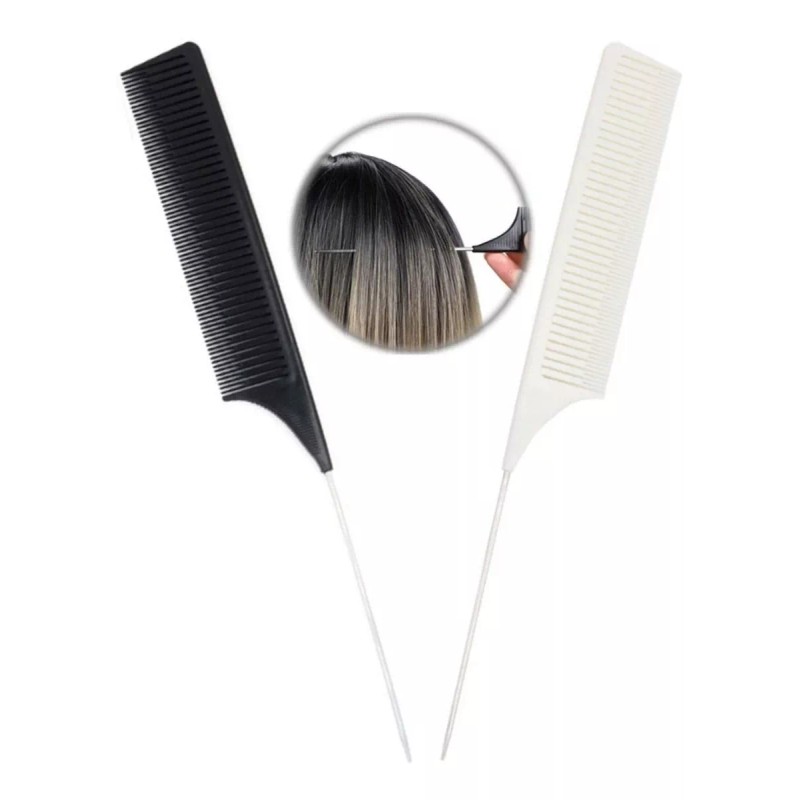 Globusman Peine Cola De Metal Para Corte Profesional Negro