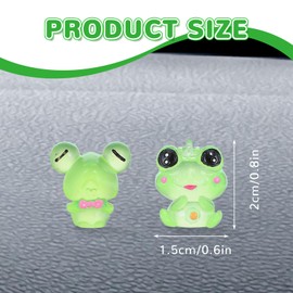 Tyqour 6 Pcs Luminous Frog Car Dashboard Decor Mini Fun Cute Frog Car Dash Decorations Rear View Mirror Ornament Interior Accessories for Home Office