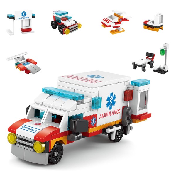 Vilbocr 6 in 1 Emergency Vehicle Toy Building Blocks Toys
