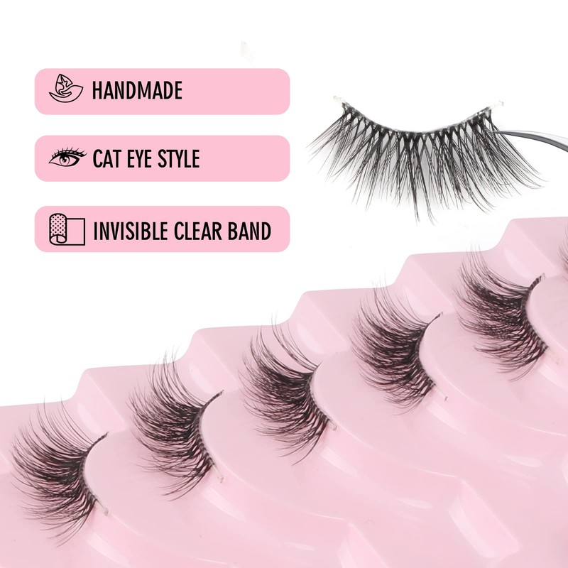 Glowing Win Half Eyelashes, Cateye Natural Look Artificial Eyelashes, 10