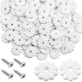 CroBlissful 100 Pack Rosette Washers with Screws, Mobile Home/RV Ceiling Rosette Buttons, Diameter 1-1/8 Inch Decorative Washers (White)