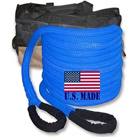 BILLET4X4 (4x4 Recovery) U.S. Made Safety Blue Safe-T-Line® Kinetic Snatch Rope - 1 inch X 30 ft with Heavy-Duty Carry Bag