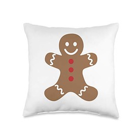 Gingerbread Man Cookie Throw Pillow, 16x16, Multicolor