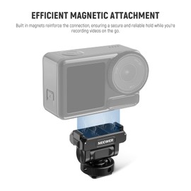 NEEWER Magnetic Mount Accessories Compatible with DJI Osmo Action 5 Pro / 4/3, Quick Release 160° Tilt Action Camera Adapter Mount with Cold Shoe, 1/4" Thread, Cleaning Cloth, AC012