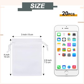 Shintop 20pcs Velvet Drawstring Bags, Velvet Pouches for Jewelry Gift Packaging (White)