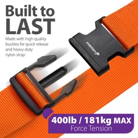 Fosmon Luggage Straps for Suitcases (2 Pack), Travel Belts with Adjustable Strap, Buckle and Identifiers, Luggage Connector Luggage Wrap, Essential Luggage Accessories for Travel Cruise (Orange)