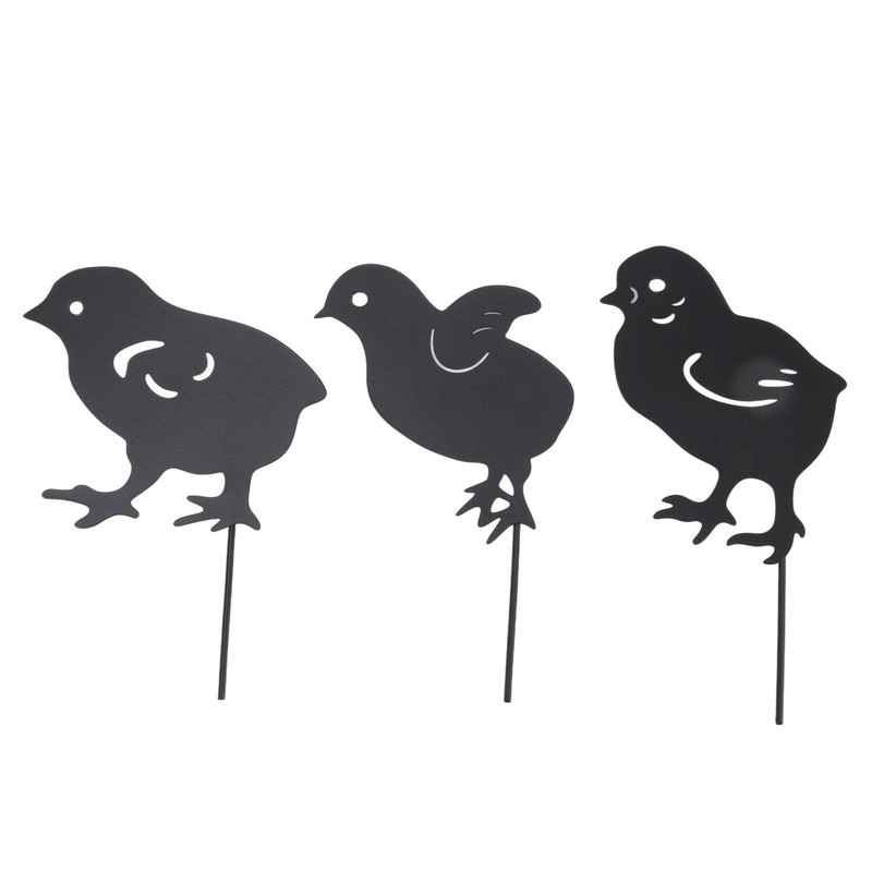 4Pcs Hen Chicken Silhouette Hollow Stake Design Cute Hen Chicken