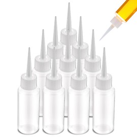 LLOUSSAK 10pcs 50ml Plastic Squeeze Bottles Glue Bottles Precision Tip Applicator Bottle Color Bottles for Hair Salon, Paint Art, Craft, Liquids, Glue