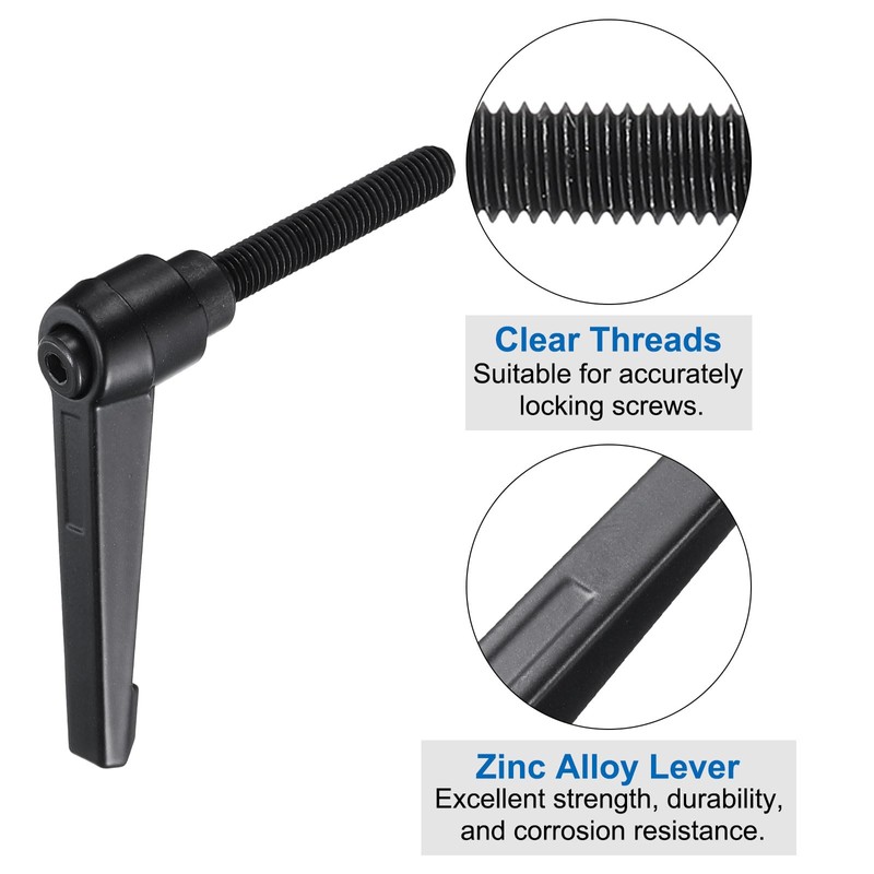 sourcing map 4pcs Clamping Lever Adjustable Handle Set Metric M8