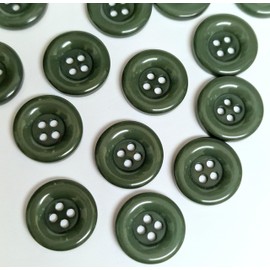 MajorCrafts® 48pcs 15mm Thick Edge 4 Holes Round Resin Sewing Buttons Arts and Crafts Embellishments (Olive Green)
