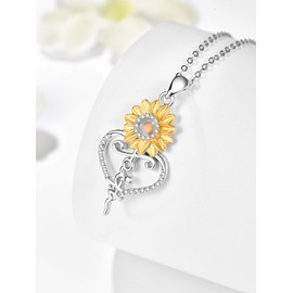 Zhi Kexin Sunflower Mustard Seed Faith Necklace for Women 925 Sterling Silver Gold Plated Christian Pendant Inspirational Jewelry Gifts