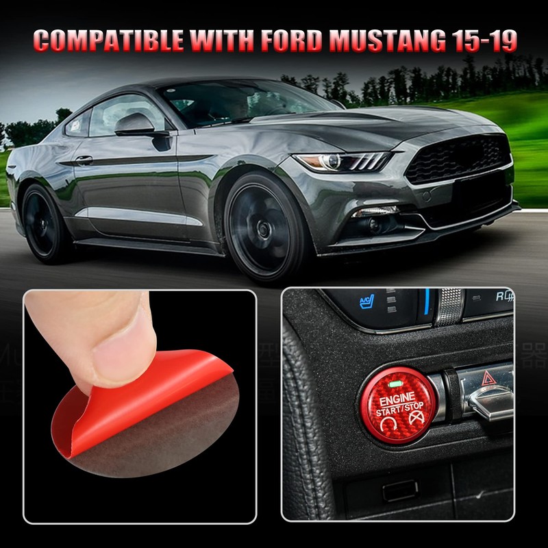 TOMALL Car Engine Button Cover Carbon Fiber Compatible with Ford