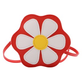 LUOZZY Little Crossbody Bag Purse Flower Shaped Mini Single-Shoulder Bag Handbag Pouch Cute Daisy Bag, Red