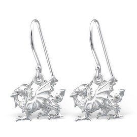 Welsh Dragon Earrings - 925 Sterling Silver - Dangle Fish Hook