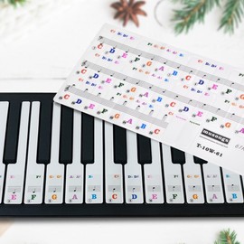 Piano Stickers Removable Piano Key Stickers for 61 Keyboards Music Note Piano Key Sticker Full Set Black and White Key Music Note Stickers Reusable Piano Key Stickers Piano Keyboard Note Labels