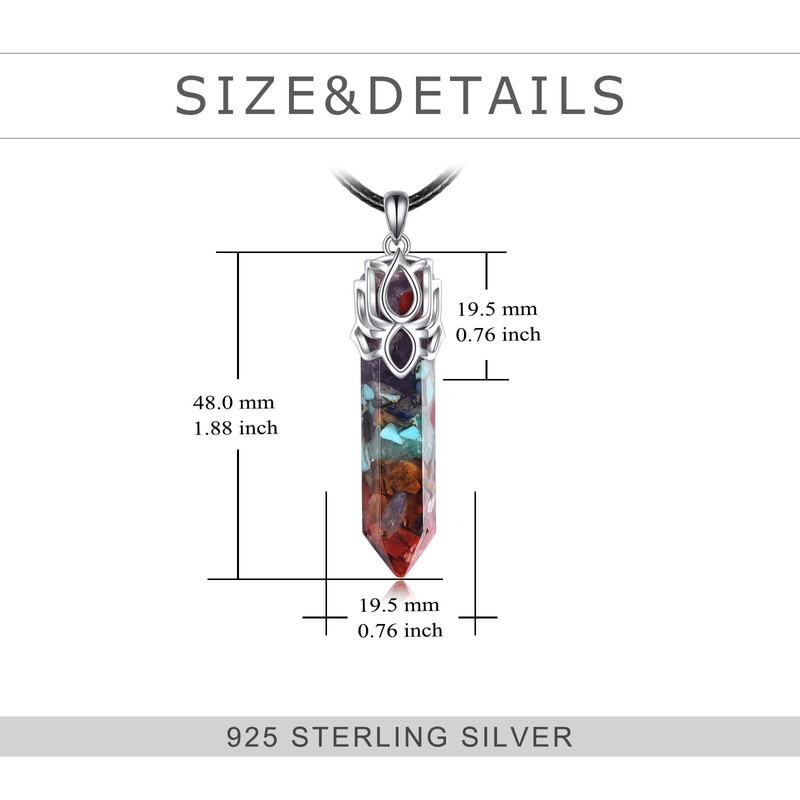 YFN Lotus Necklace Sterling Silver Chakra Healing Crystal Pendant Yoga