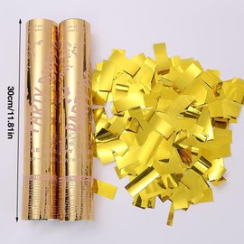 Rppiup 5pcs Confetti Cannons, 30cm Party Poppers, Large Wedding Confetti Cannon,6m Effect Height, Biodegradable Confetti for Party, Weddings, Anniversary, Graduation, New Year, Celebration(Gold)