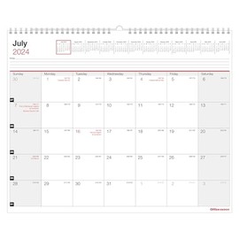 2024-2025 Office Depot® Brand Monthly Academic Wall Calendar, 15" x 12", 30% Recycled, July 2024 To June 2025