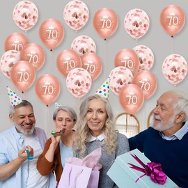 Womens 70th Birthday Balloons Rose Gold 70th Birthday Party Balloons for Women 20 Pack by Wonsta