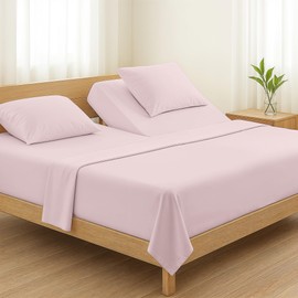 Carressa Linen 100% Egyptian Cotton Split King Sheets Sets for Adjustable Bed - 800 Thread Count 5 PC Top Split King Sheet for Sleep Number Bed, Soft Cooling Sheets, Fits Mattress Upto 18" - Blush