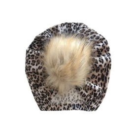Nishine Baby Leopard Fur Hairball Turban Beanies Hat Newborn Fluffy Pompom Hat Kids Pom Skull Cap - Pack of 5