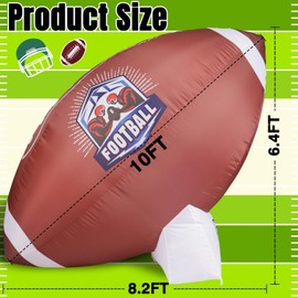 10FT Large Football Party Decorations - Outdoor Football Inflatable Decor with Built-in LED Light - Indoor Football Themed Party Supplies Blow Up Decoration for Yard Holiday
