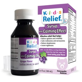 Kids Relief Syrup with Calming Effect, for Kids 0-12 Yrs, Grape Flavor, Gluten and Dye Free, No Added Sugar, 3.4 oz