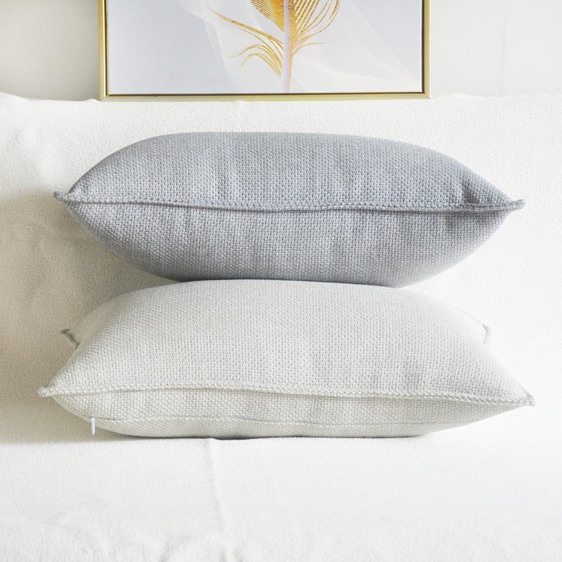 Lutanky Linen Cushion Covers Pack of 2 Elegant Rectangle Throw