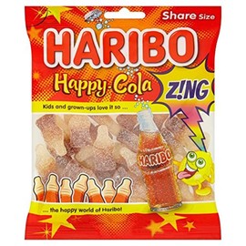 Haribo Happy Cola Zing Share Size Bag Pouch 140g (Pack of 3)