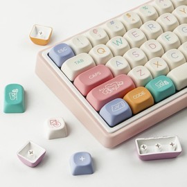 Tsungup Cute Keycaps MOA Profile Keycaps,126 Keys Custom PBT Keycaps 60 65 75 Percent, Dye-Sub White Keycap Set Key Caps Keyboards for Cherry Gateron MX Swithes Mechanical Keyboards