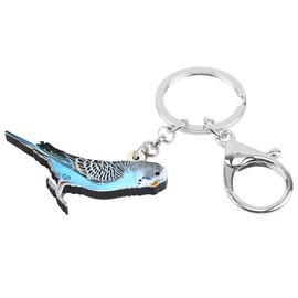 DUOWEI Llavero de periquito, de cola larga, de acrílico, azul, con diseño de animal, para mujer, adolescente, Azul3, Medium