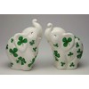 Fine Ceramic Shamrock Prints Design Lucky Trunk Up Elephant Salt