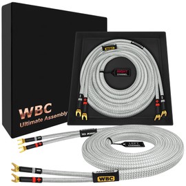 WORLDS BEST CABLES 10 Foot Ultimate - 10 AWG - Ultra-Pure OFC - Premium Audiophile HiFi Speaker Cable Pair with Eminence Spade Plugs & Silver Tweed Jacket