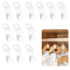 Pack of 50 Clothes Hangers Space Saving Clothes Hanger Connection Hooks Space Saving Hanger Hook Clips Clothes Hanger Hooks Connectors for Wardrobes Organiser - White
