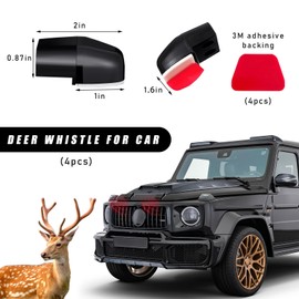 Sylvil 4 PCS Deer Whistles for Car, Auto Save a Deer Warning Device, Universal Deer Horn with Rubber Pads to Avoid Collision, Animal Alert Motorcycle Car Accessories (Black)