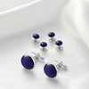 Zealmer 6pcs Blue Men's Cufflinks and Tuxedo Studs Set with