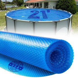 Shop Square 21 Foot Round Solar Cover for Inground and Above Ground Pool, 8 Mil - Premium Heavy Duty Solar Blanket for Above Ground Pool, Blue - Made in USA