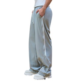Susclude Baggy Sweatpants Men Wide Leg Track Pants Y2k Fall Casual Stretch Pants Drawstring Trousers for Men Light Grey