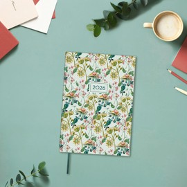 Finocam - Diary 2026 Week to View Vertical | January - December (12 Months) | Annual Diary 2026 with Elastic Band and Bookmark Ribbon | Hard Cover Porto Design - Botanic - International
