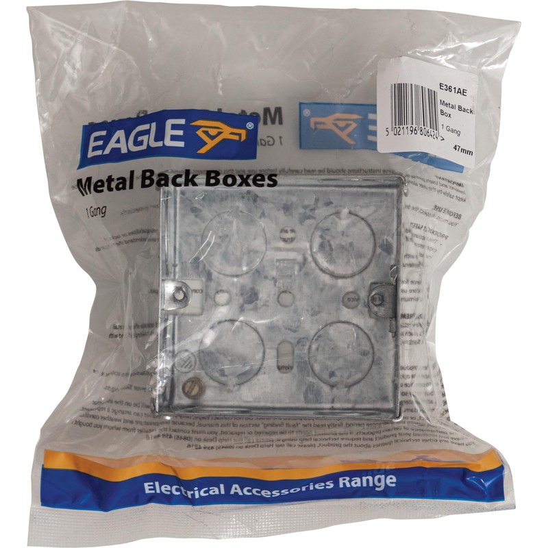 Eagle One Gang Zinc Metal Back Box 47mm